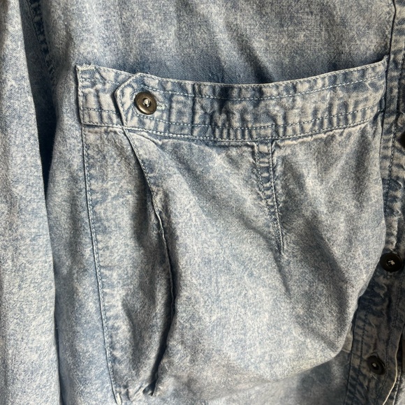 Liz Wear Vintage Denim Shirt Women’s Size Small Stone Washed 90s Y2K Grunge Boho - Picture 4 of 9